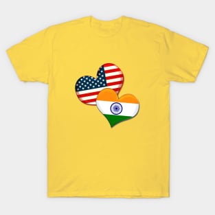 USA and India hearts T-Shirt